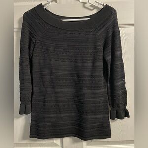 White House Black Market Textured Black Sweater Blouse